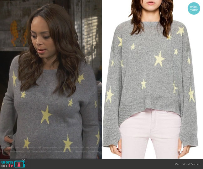 Zadig & Voltaire Markus Bis Star Cashmere Sweater worn by Claire (Amber Stevens West) on Happy Together