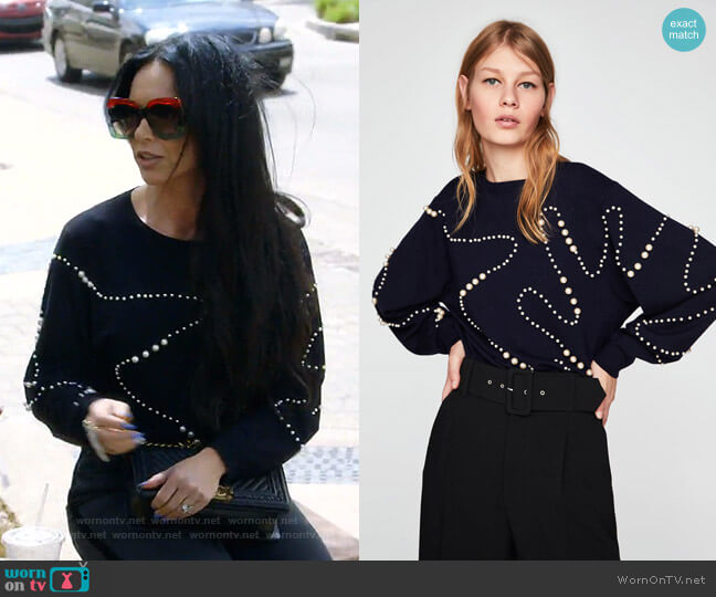 Zara Pearl Sweater worn by LeeAnne Locken on The Real Housewives of Dallas