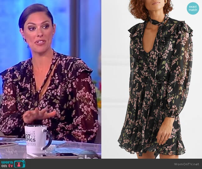 Zimmermann Fleeting Floral Tie Flounce Dress worn by Abby Huntsman on The View