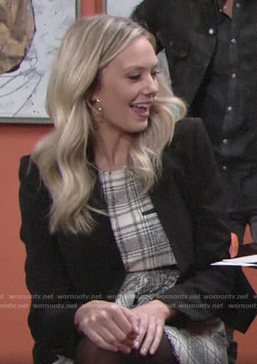 Abby’s tweed tie-waist dress on The Young and the Restless