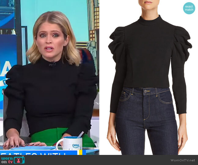 Alice + Olivia Brenna Top worn by Sara Haines on Good Morning America