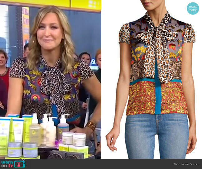 Alice + Olivia Jeannie Blouse worn by Lara Spencer on Good Morning America