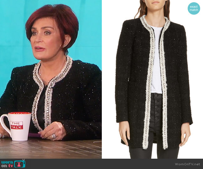 Alice + Olivia Andreas Tweed Jacket worn by Sharon Osbourne on The Talk