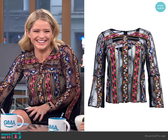 Alice + Olivia Larue Top worn by Sara Haines on Good Morning America