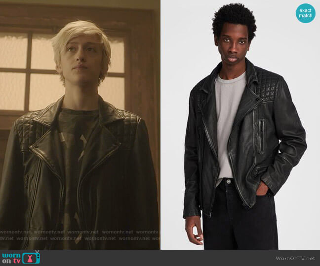 All Saints Cargo Leather Biker Jacket worn by Andy Strucker (Percy Hynes White) on The Gifted