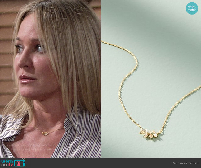 Olive Branch Pendant Necklace from Anthropologie worn by Sharon Newman (Sharon Case) on The Young and the Restless