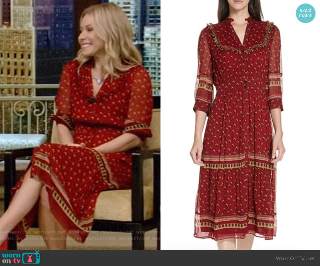ba&sh Barie Dress worn by Kelly Ripa on Live with Kelly and Mark