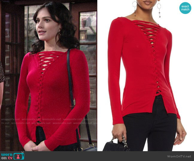 Bailey 44 Kabuki Top worn by Tessa Porter (Cait Fairbanks) on The Young and the Restless