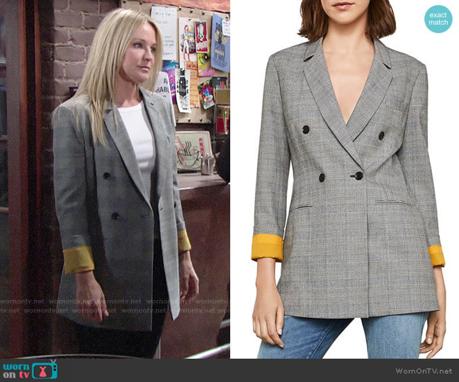 Bcbgmaxazria Glen Plaid Double-breasted Blazer worn by Sharon Newman (Sharon Case) on The Young and the Restless