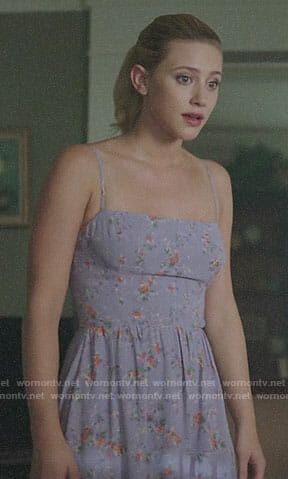 Betty’s purple floral midi dress on Riverdale