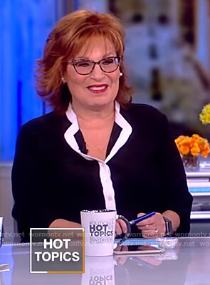 Joy’s black contrast button front blouse on The View