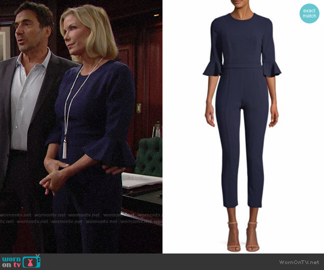 Black Halo Brooklyn Jumpsuit worn by Brooke Logan (Katherine Kelly Lang) on The Bold and the Beautiful