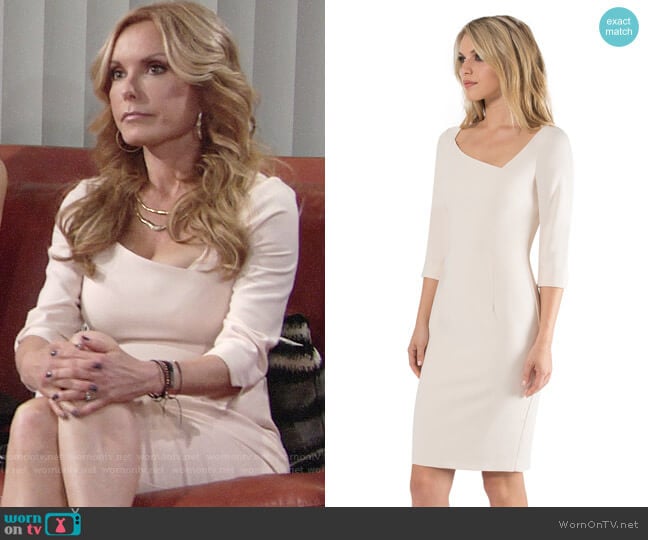 Black Halo Derek Dress in Buttercream worn by Lauren Fenmore (Tracey Bregman) on The Young and the Restless