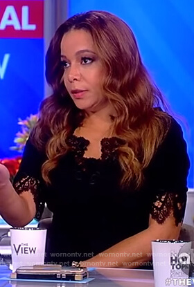 Sunny’s black lace v-neck dress on The View