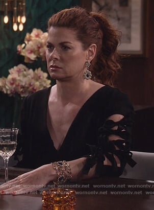 Grace’s black bow sleeve dress on Will and Grace