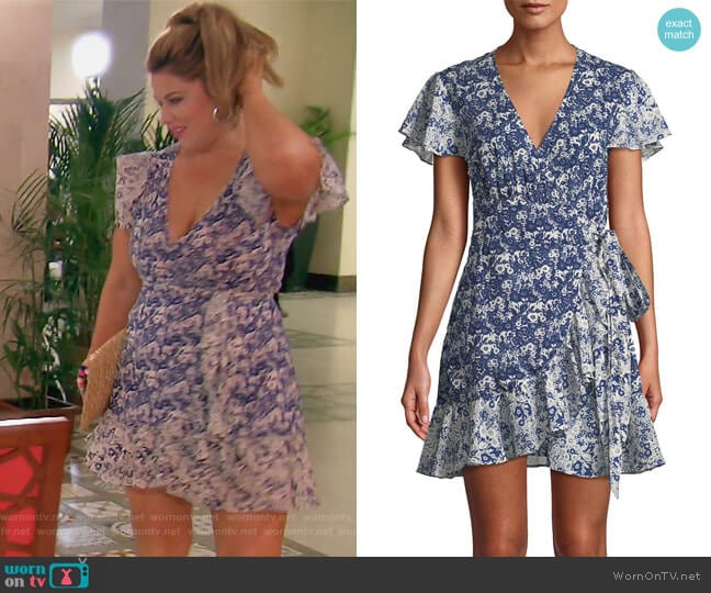 BA&SH Floral-Print Ruffle Wrap Dress worn by Emily Simpson on The Real Housewives of Orange County