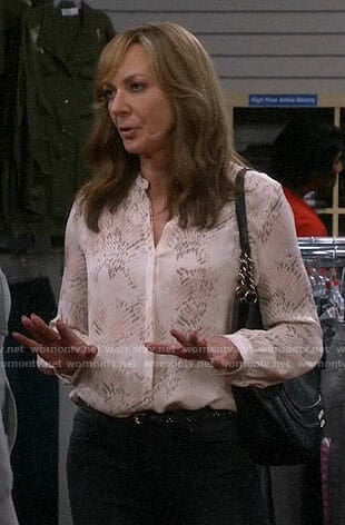 Bonnie’s snake print blouse on Mom