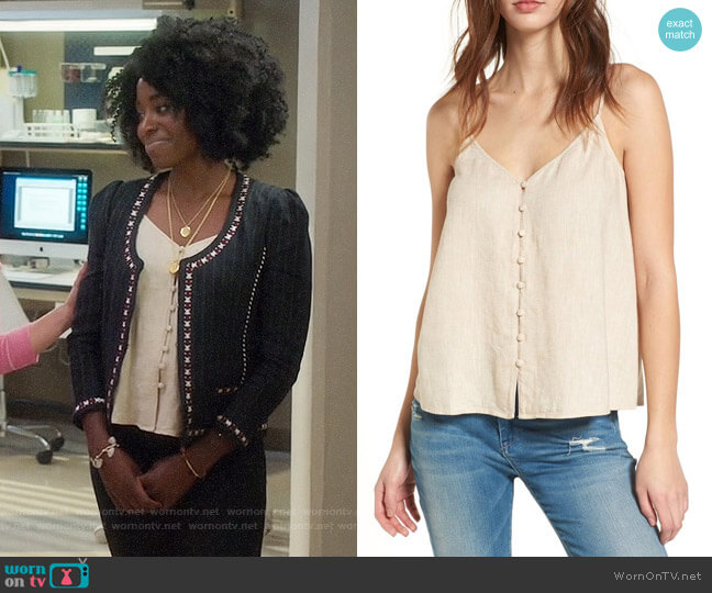 BP Button Front Camisole worn by Simone Garnett (Kirby Howell-Baptiste) on The Good Place