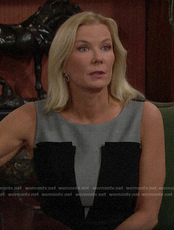 Brooke’s grey and black plunging dress on The Bold and the Beautiful