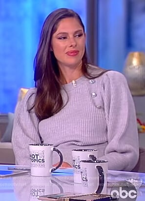 Abby’s gray button embellished sweater on The View