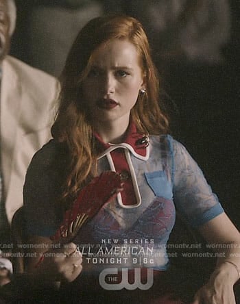 Cheryl’s blue lace polo top on Riverdale