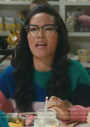 Doris’s colorblock sweater on American Housewife