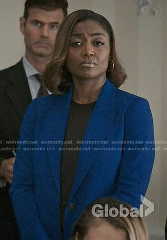 Daisy’s cobalt blazer on Madam Secretary