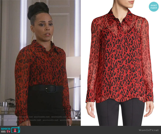 Diane von Furstenberg Long Sleeve Chiffon Crinkle Blouse worn by Tegan Price (Amirah Vann) on How to Get Away with Murder