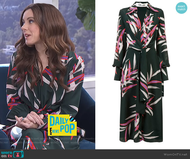 Diane von Furstenberg Plunge Front Wrap Dress worn by Melanie Bromley on E! News