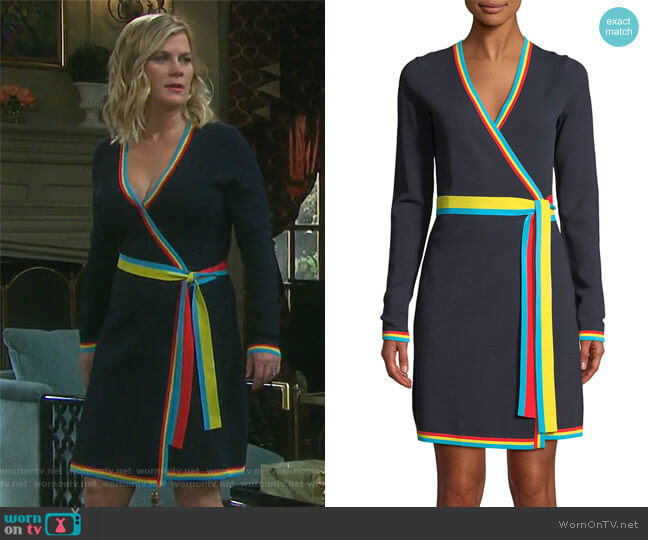 Diane von Furstenberg Long-Sleeve Wrap Sweater Dress worn by Sami Brady (Alison Sweeney) on Days of our Lives