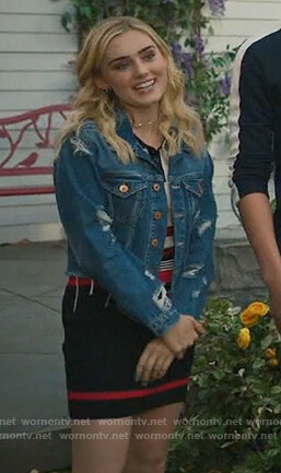 Taylor’s distressed denim jacket on American Housewife