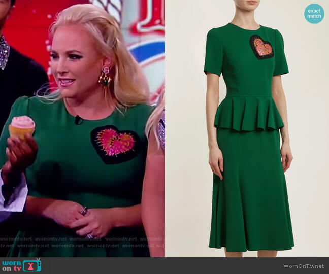 Dolce & Gabbana Heart-embellished round-neck peplum dress worn by Meghan McCain on The View