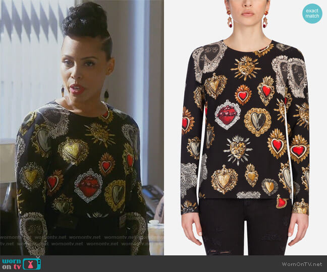 Dolce & Gabbana Black Heart Caddy Top worn by Tegan Price (Amirah Vann) on How to Get Away with Murder
