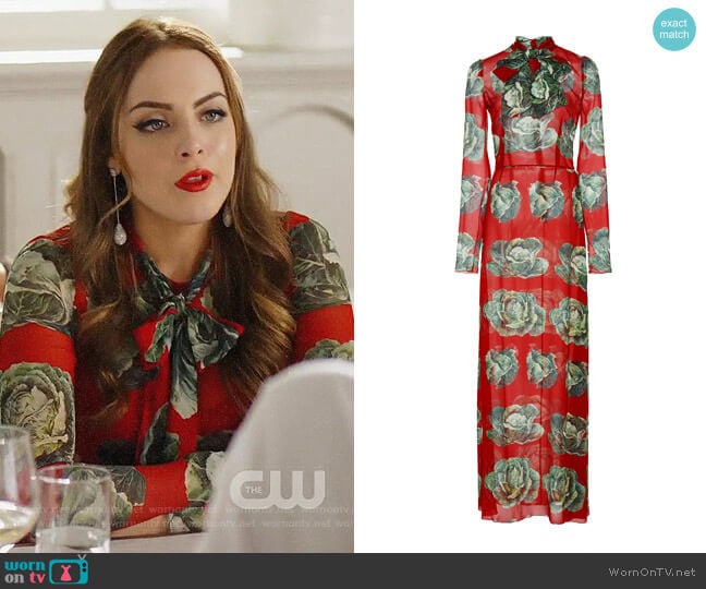 Dolce & Gabbana Cabbage Print Maxi Dress worn by Fallon Carrington (Elizabeth Gillies) on Dynasty