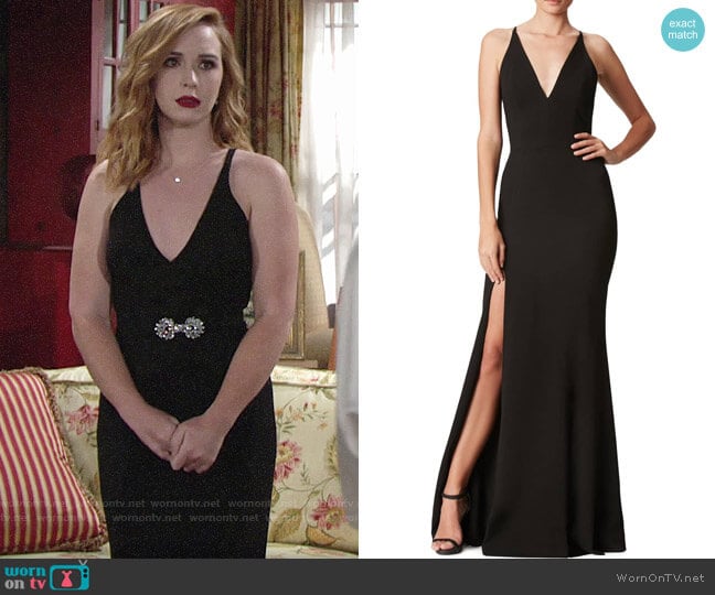Dress the Population Iris Slit Crepe Gown worn by Mariah Copeland (Camryn Grimes) on The Young and the Restless