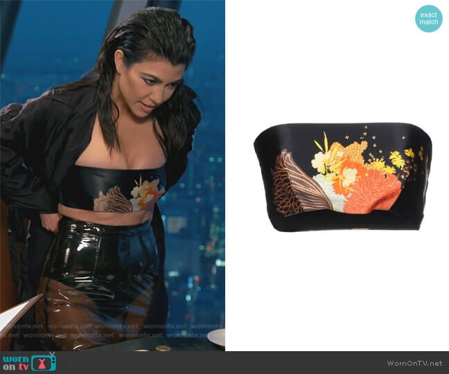 Dries Van Noten Floral Black Tube Top worn by Kourtney Kardashian on Keeping Up with the Kardashians