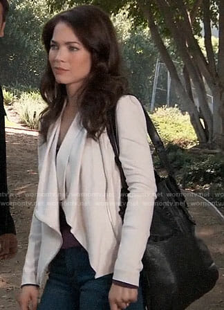 Elizabeth’s white draped front jacket on General Hospital