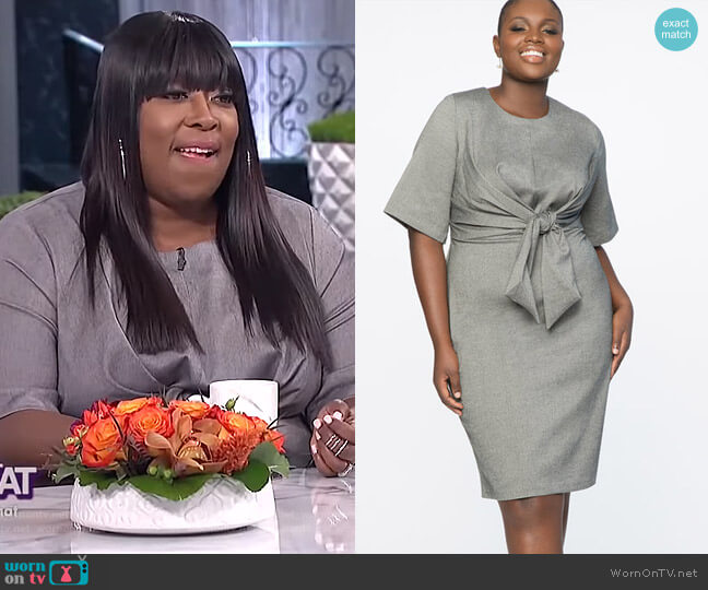 Eloquii Tie Front Work Dress worn by Loni Love on The Real