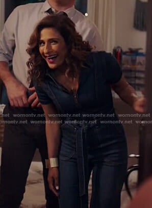 Emet’s denim jumpsuit on I Feel Bad