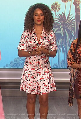 Eve’s white floral mini dress on The Talk