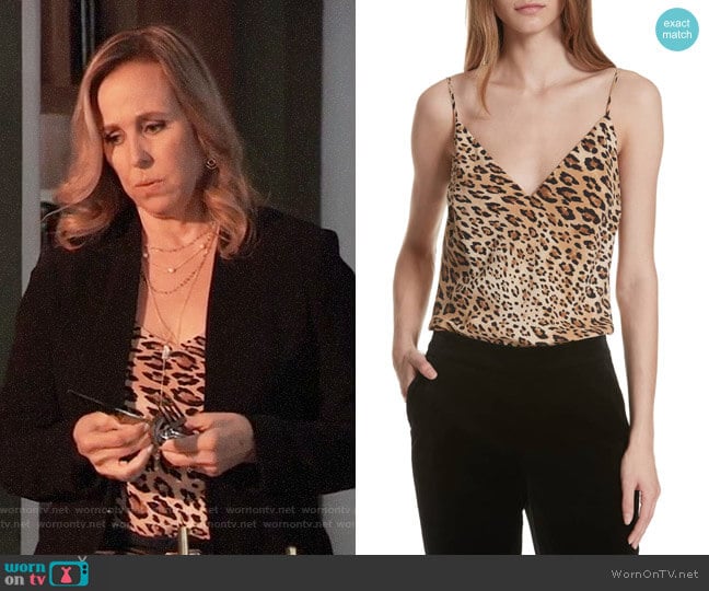 Frame Cheetah Print Silk Camisole worn by Laura Collins (Genie Francis) on General Hospital