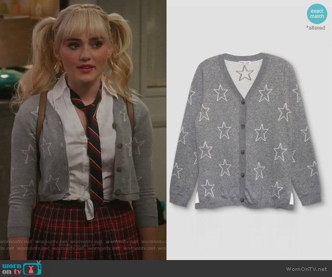 Franki Jack Star Cardigan worn by Taylor Otto (Meg Donnelly) on American Housewife