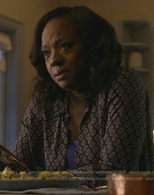 Annalise’s black cube print blouse on How to Get Away with Murder