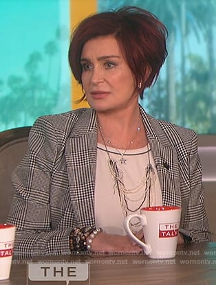 Sharon’s gray plaid blazer on The Talk