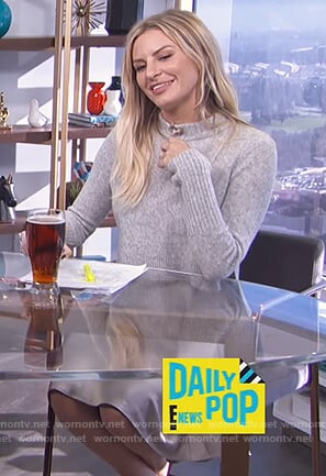 Morgan’s gray cropped sweater and slip dress on E! News Daily Pop