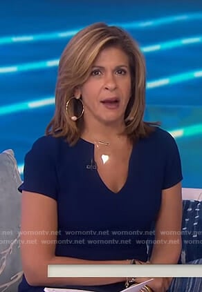 Hoda’s navy v-neck sheath dress on Today