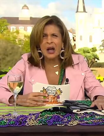 Hoda’s pink moto jacket on Today