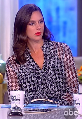 Abby’s houndstooth silk ruffle blouse on The View