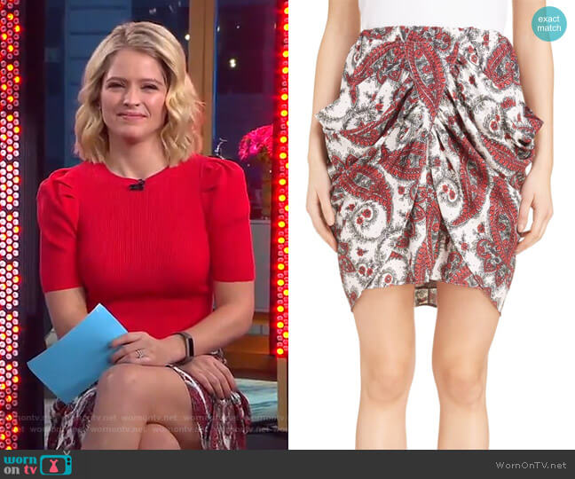 Isabel Marant Tilena Skirt worn by Sara Haines on Good Morning America