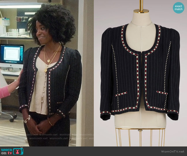 Isabel Marant Etoile Jilo Jacket worn by Simone Garnett (Kirby Howell-Baptiste) on The Good Place